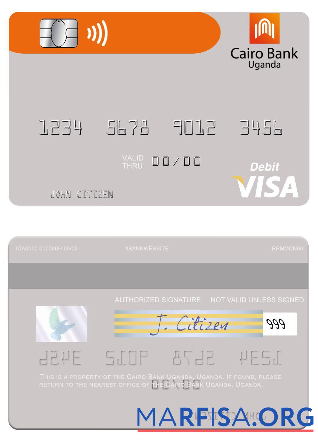 Blank Uganda Cairo Bank Uganda visa debit card real example